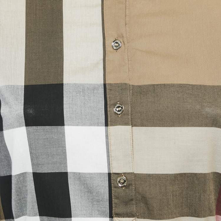 مملوكة مسبقًا Burberry Brown Tartan Check Cotton Belted Mini Dress S