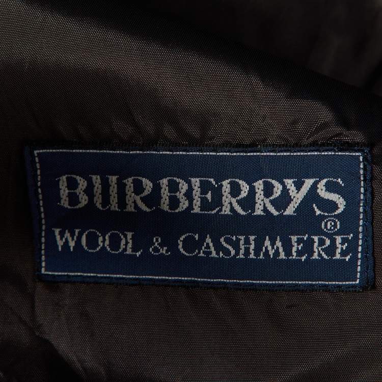 Pre Owned Burberry Vintage Charcoal Grey Wool & Cashmere Button Front Blazer M
