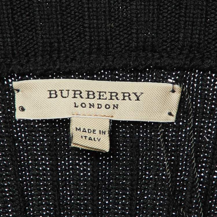 Pre Owned Burberry Black Rib Knit Zip Front Cardigan M