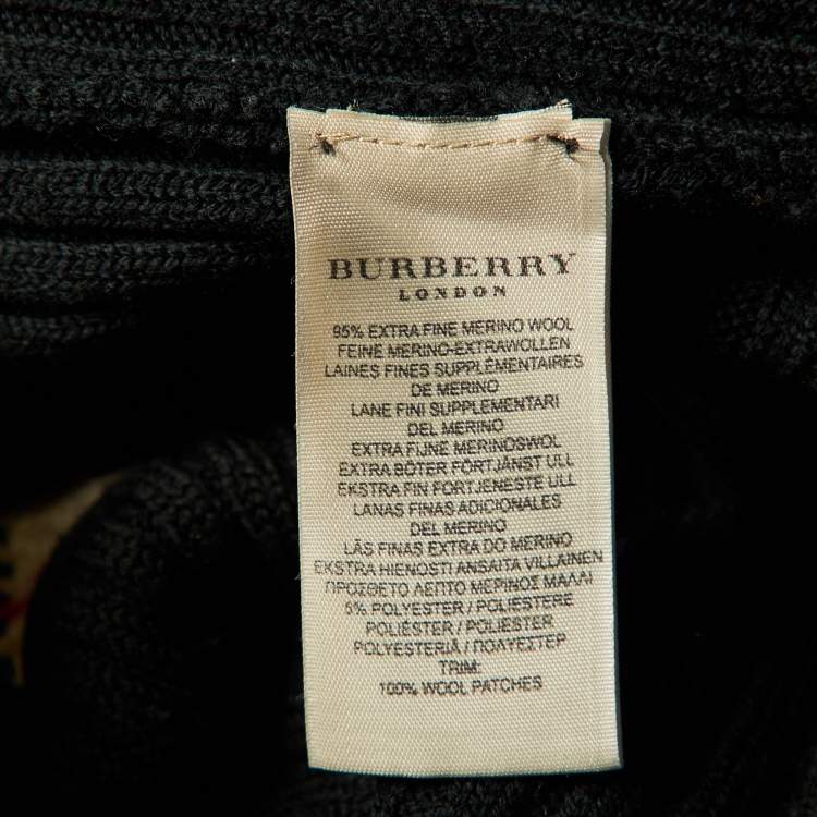 Pre Owned Burberry Black Rib Knit Zip Front Cardigan M