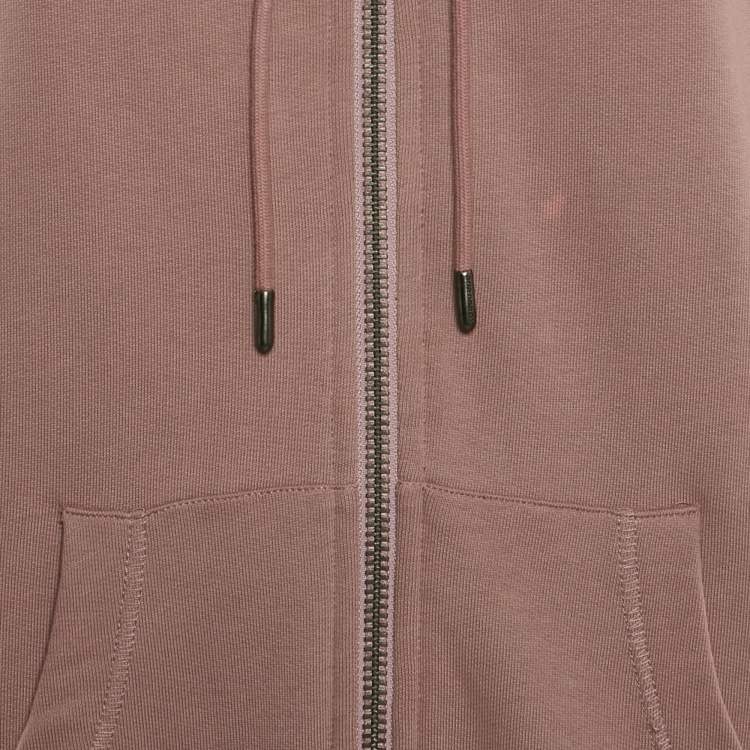 Pre Owned Burberry Pink Cotton Hooded Zip-Up Oversized Jacket XS