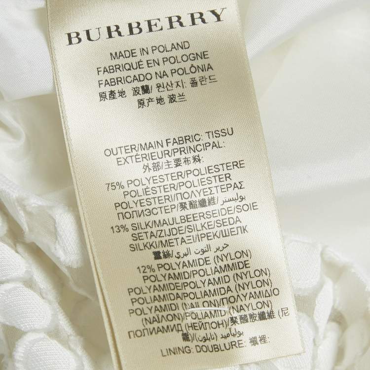 Pre Owned Burberry London White Circular Fil Coupe Crepe Midi Skirt L