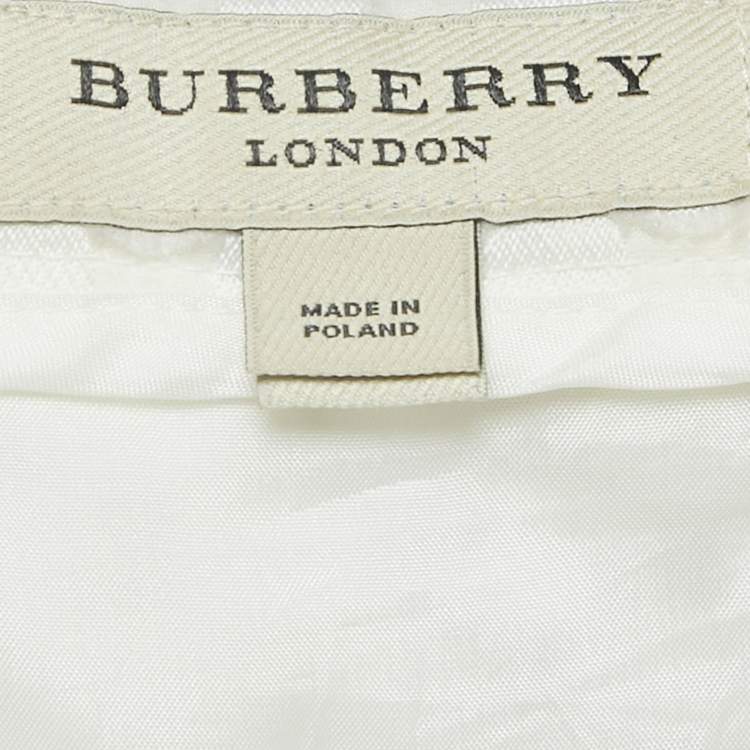 Pre Owned Burberry London White Circular Fil Coupe Crepe Midi Skirt L