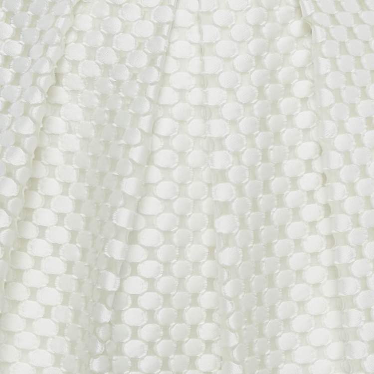 Pre Owned Burberry London White Circular Fil Coupe Crepe Midi Skirt L