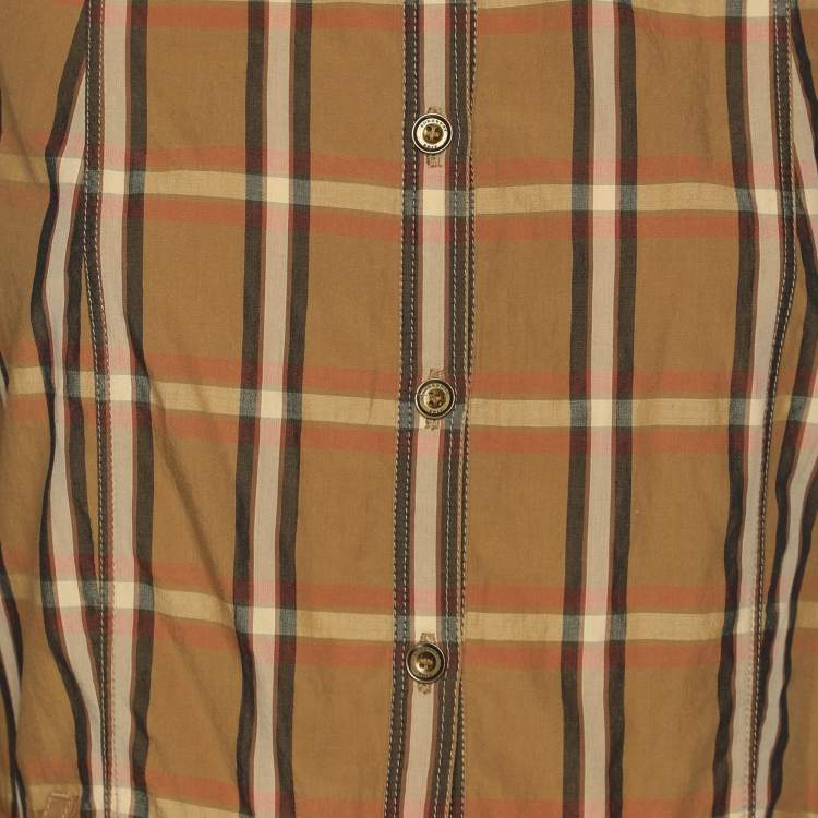 Pre Owned Burberry Brown Check Cotton Dress M