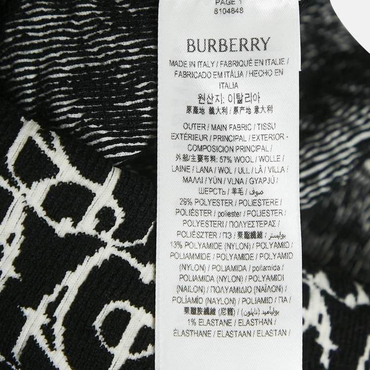 Pre Owned Burberry Black Jacquard Knit Turtle Neck B-Charm Sweater XS