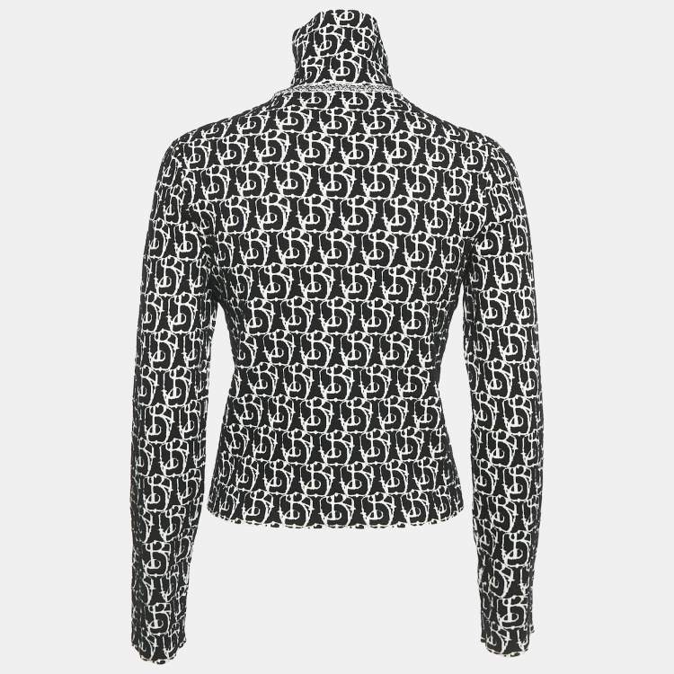 Pre Owned Burberry Black Jacquard Knit Turtle Neck B-Charm Sweater XS