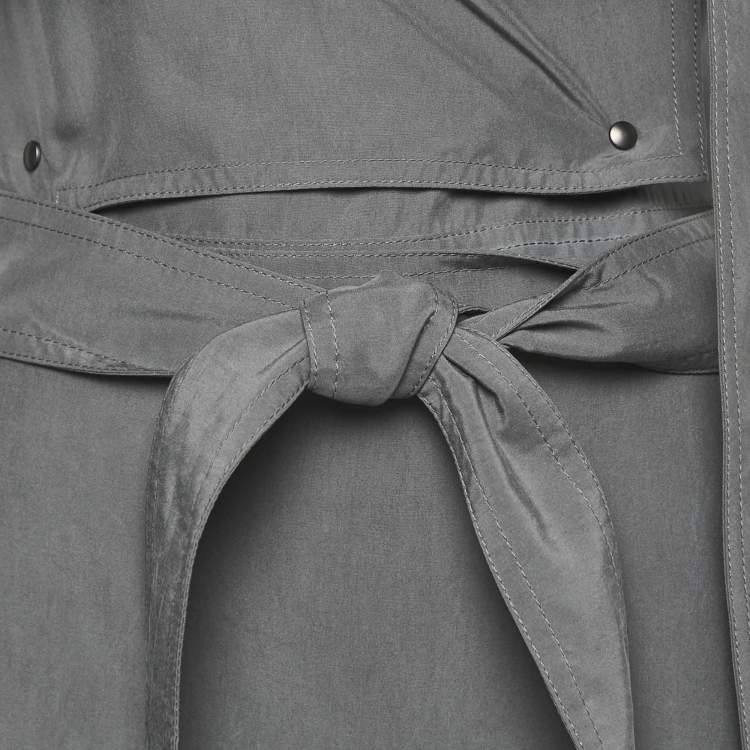 Pre Owned Burberry Grey Taffeta Silk Capelet Trench Dress S