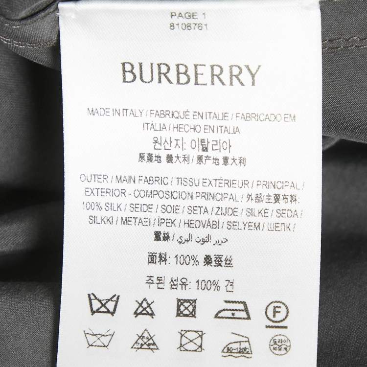 Pre Owned Burberry Grey Taffeta Silk Capelet Trench Dress S