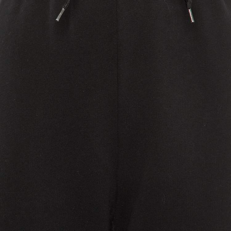 Pre Owned Burberry Black Logo Strip Detail Cotton Knit Joggers M