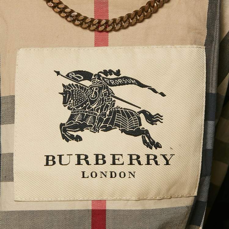 Pre Owned Burberry Black Cotton Double Breasted Belted Trench Coat S