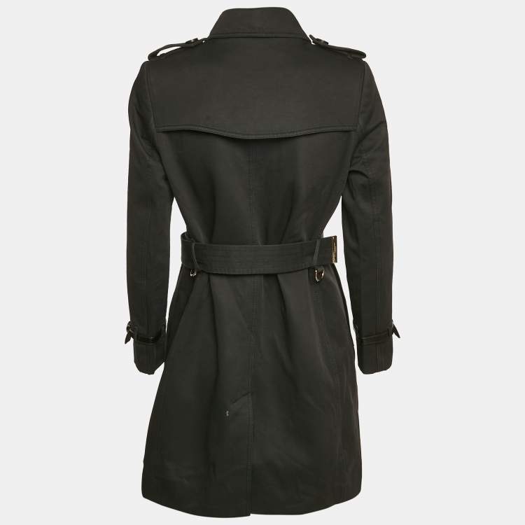 Pre Owned Burberry Black Cotton Double Breasted Belted Trench Coat S