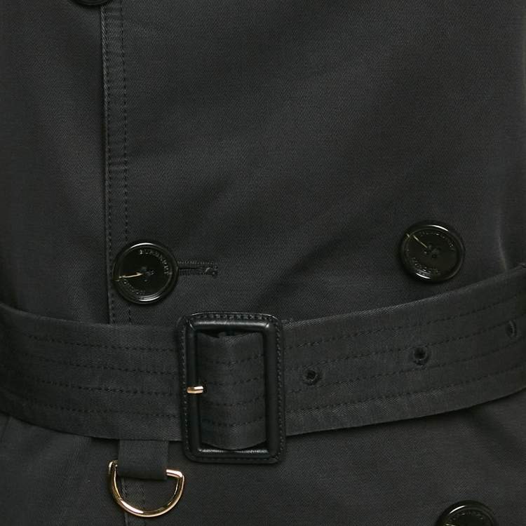 Pre Owned Burberry Black Cotton Double Breasted Belted Trench Coat S