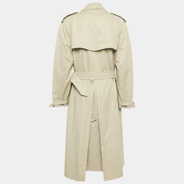 Pre Owned Burberrys' Vintage Beige Cotton Double Breasted Belted Trench Coat XL
