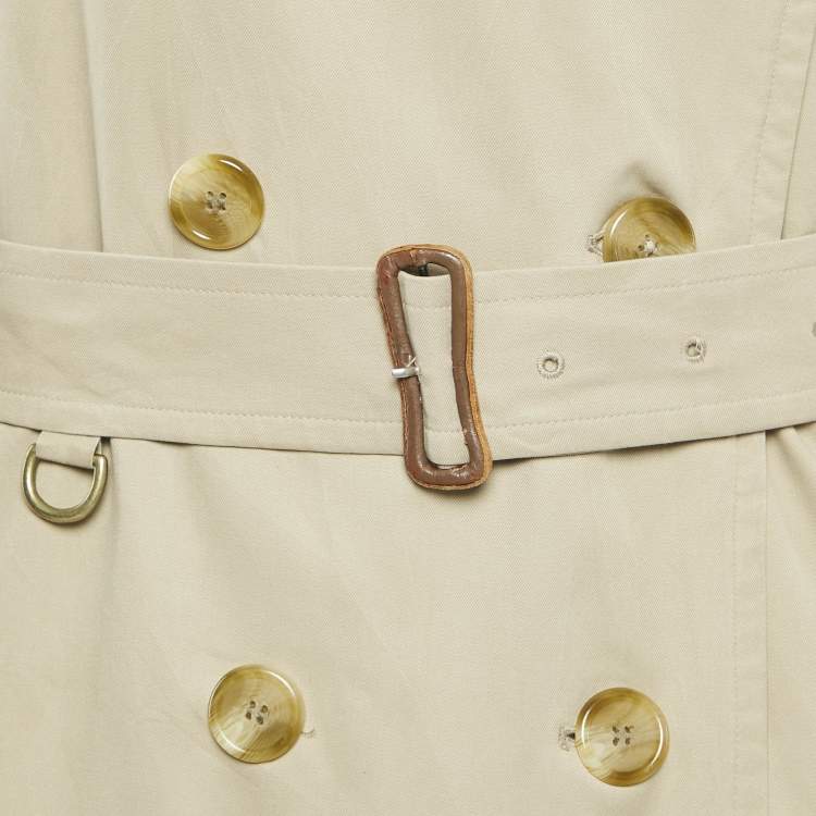 Pre Owned Burberrys' Vintage Beige Cotton Double Breasted Belted Trench Coat XL