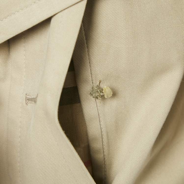 Pre Owned Burberrys' Vintage Beige Cotton Double Breasted Belted Trench Coat XL