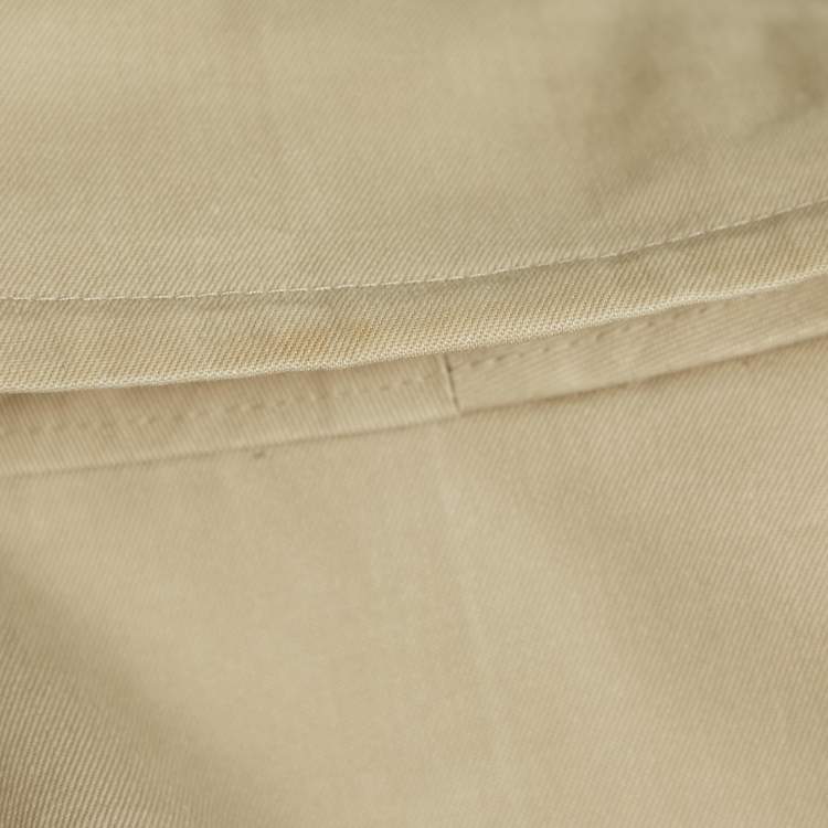 Pre Owned Burberrys' Vintage Beige Cotton Double Breasted Belted Trench Coat XL