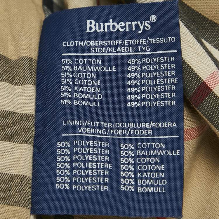Pre Owned Burberrys' Vintage Beige Cotton Double Breasted Belted Trench Coat XL