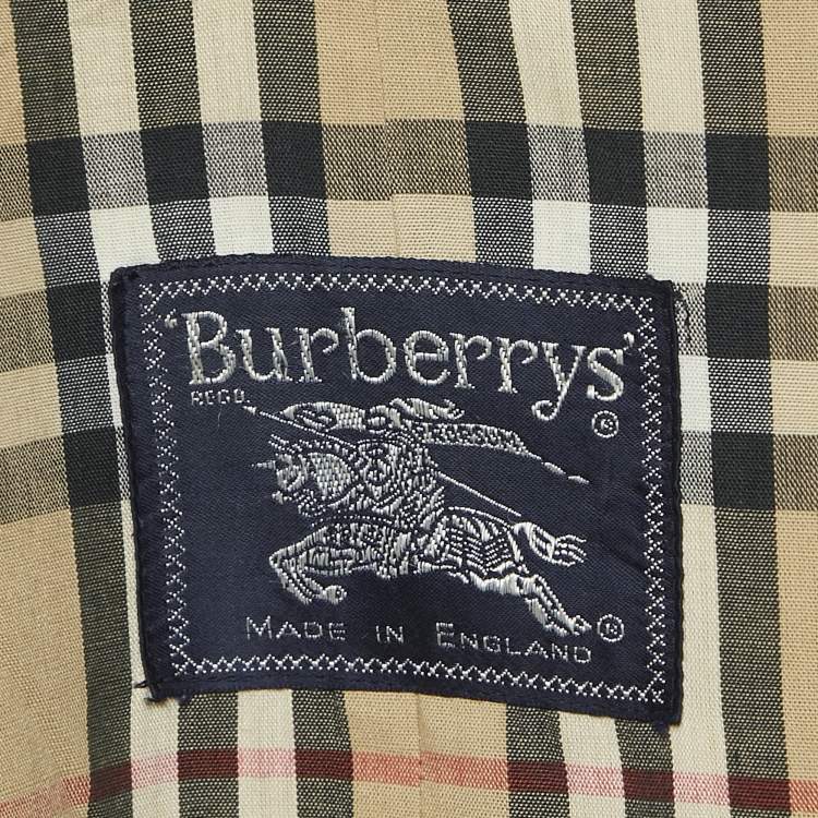Pre Owned Burberrys' Vintage Beige Cotton Double Breasted Belted Trench Coat XL