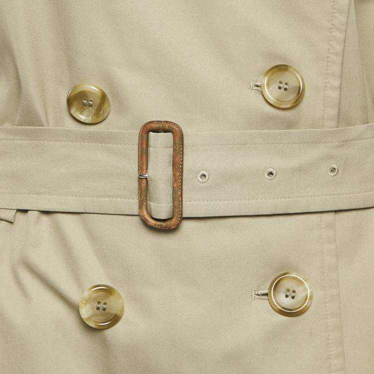 Pre Owned Burberrys' Vintage Beige Cotton Double Breasted Belted Trench Coat L