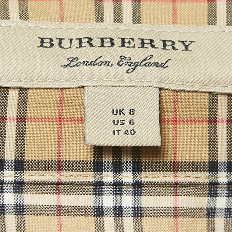 Pre Owned Burberry Brown Vintage Check Cotton Belted Mini Dress S
