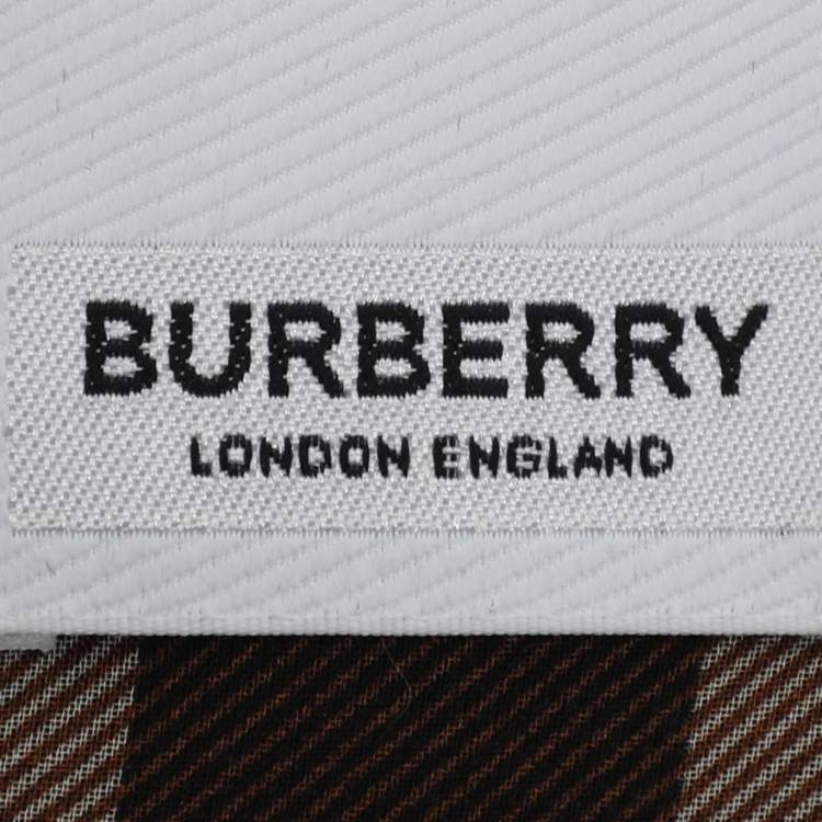 Pre Owned Burberry Brown Check Silk Button Front Blouse XS