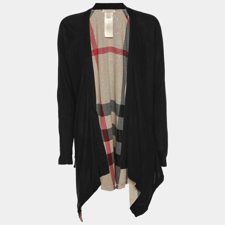 Pre Owned Burberry Black Modal Reversible Open Front Cardigan M