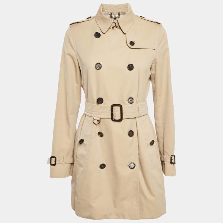 Pre Owned Burberry Beige Gabardine The Kensington Trench Coat S