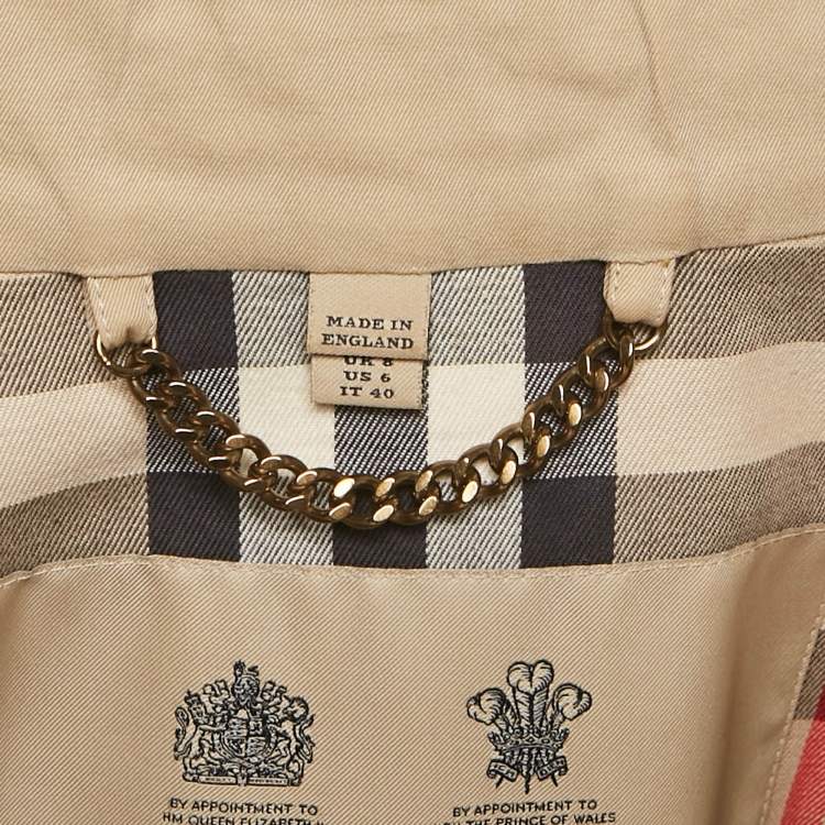 Pre Owned Burberry Beige Gabardine The Kensington Trench Coat S