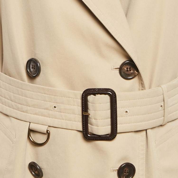 Pre Owned Burberry Beige Gabardine The Kensington Trench Coat S