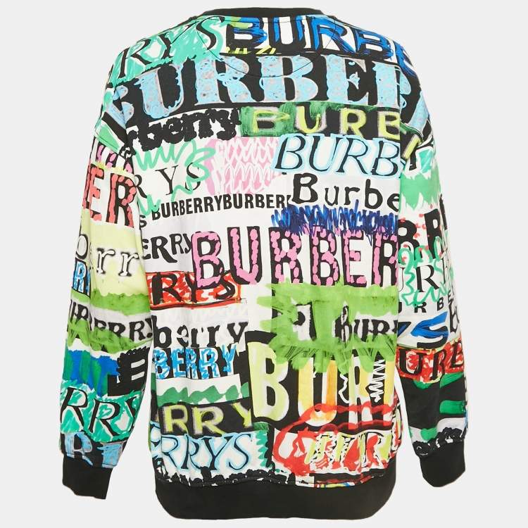 Pre Owned Burberry Multicolor Printed Cotton Crewneck Sweatshirt S