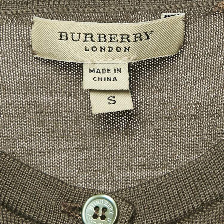 Pre Owned Burberry Brown Wool Buttoned Cardigan S