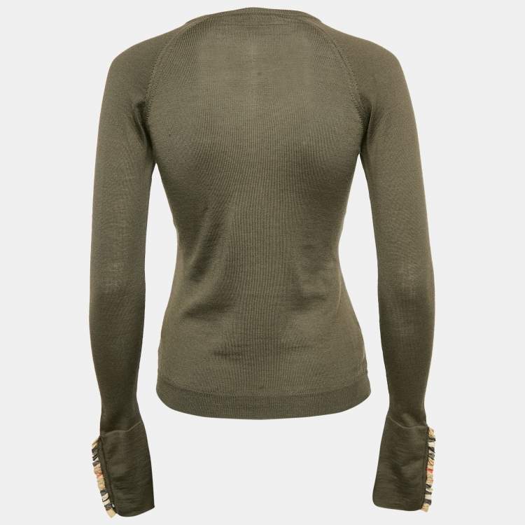 Pre Owned Burberry Brown Wool Buttoned Cardigan S