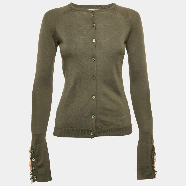 Pre Owned Burberry Brown Wool Buttoned Cardigan S