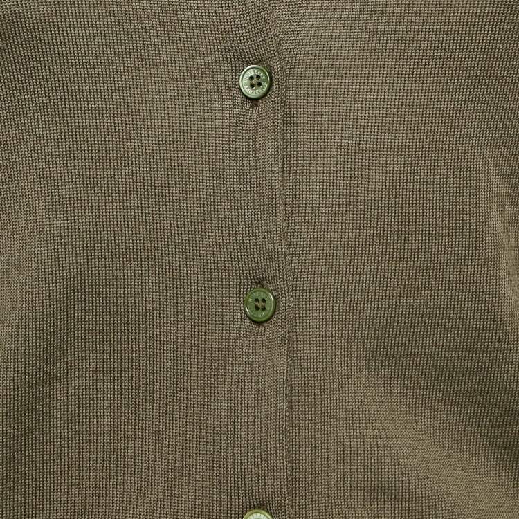 Pre Owned Burberry Brown Wool Buttoned Cardigan S
