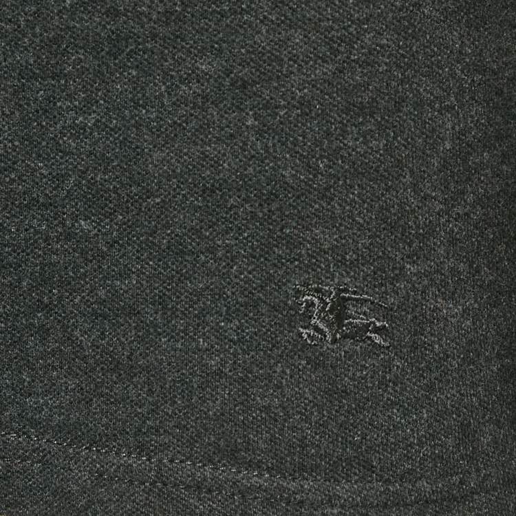 Pre Owned Burberry Grey Cotton Long Sleeve Polo T-Shirt S
