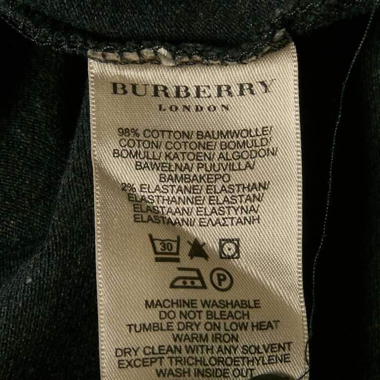 Pre Owned Burberry Grey Cotton Long Sleeve Polo T-Shirt S