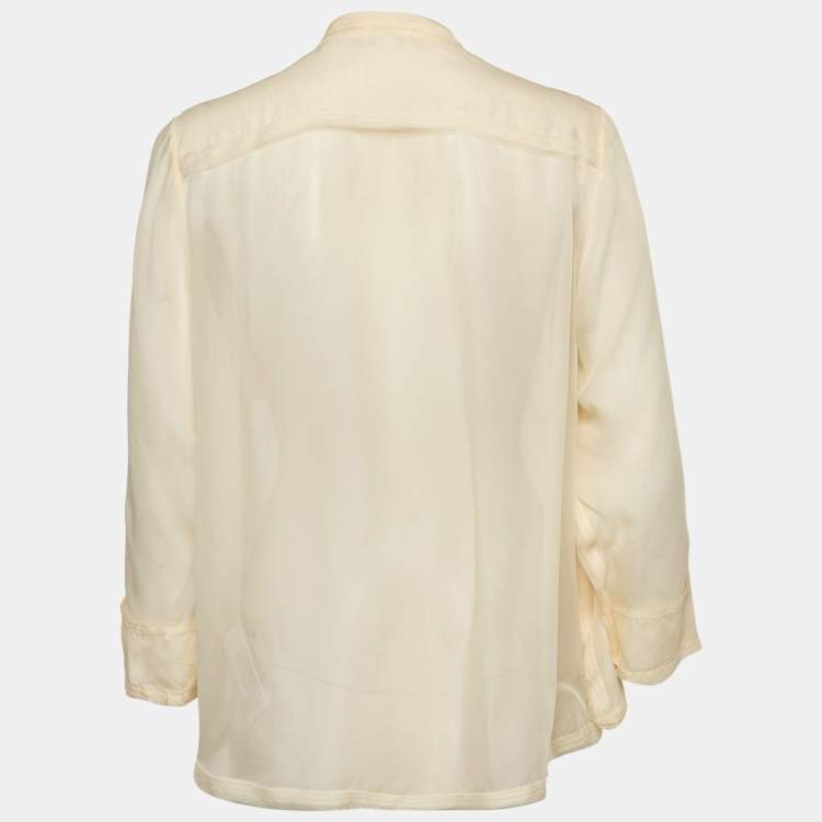 مملوكة مسبقًا Burberry  Beige Silk Raw Edge Detail Shirt M