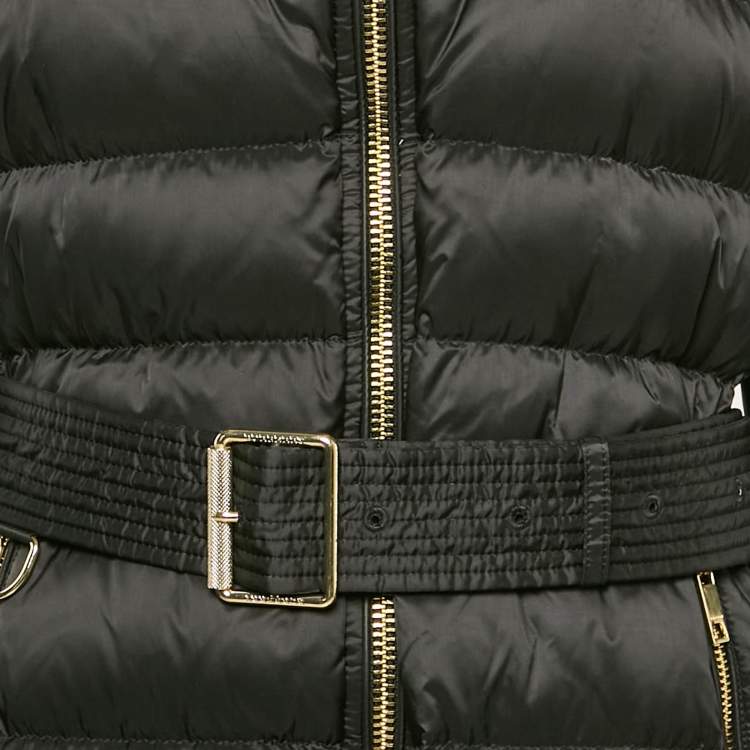 مملوكة مسبقًا Burberry Black Nylon Real Fur Trim  Limefield Down Coat L