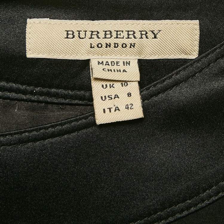 Pre Owned Burberry Black Satin Trim Silk Tiered Mini Dress S