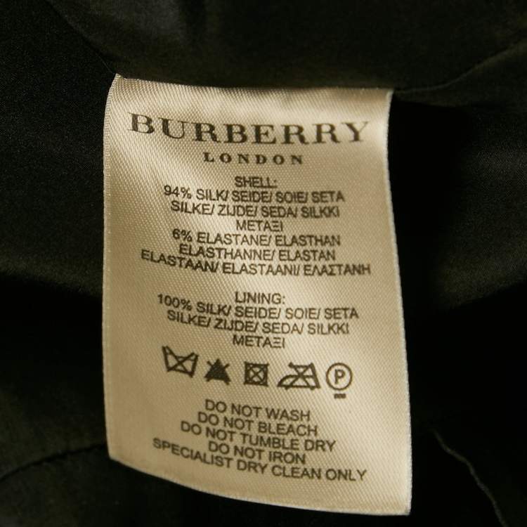 Pre Owned Burberry Black Satin Trim Silk Tiered Mini Dress S