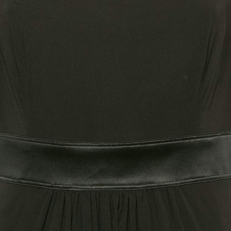 Pre Owned Burberry Black Satin Trim Silk Tiered Mini Dress S