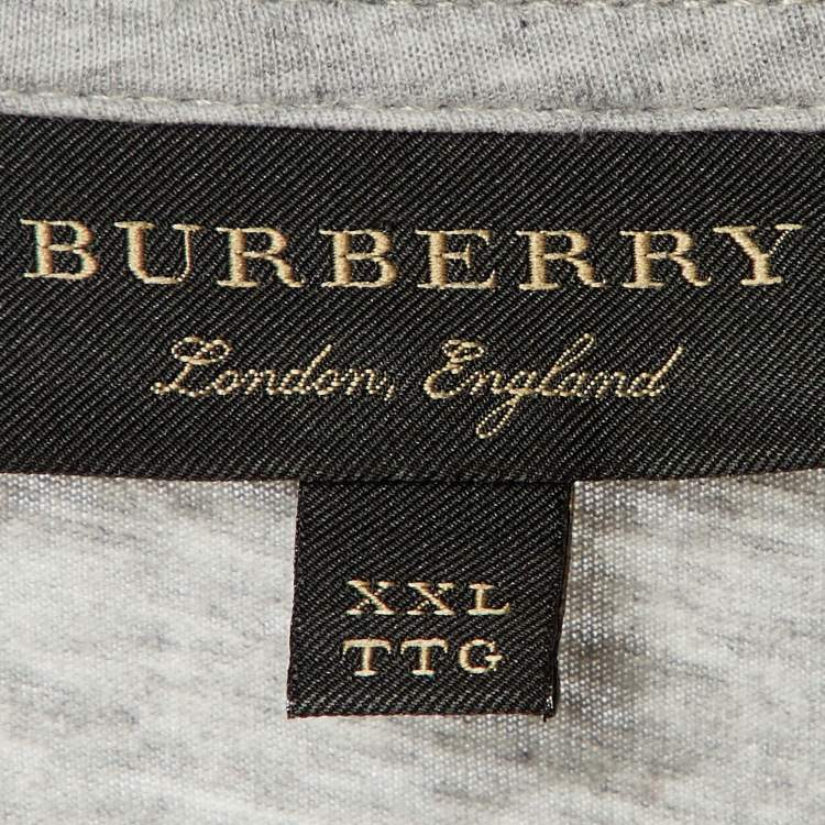 Pre Owned Burberry Grey Printed Cotton Knit T-Shirt XXL