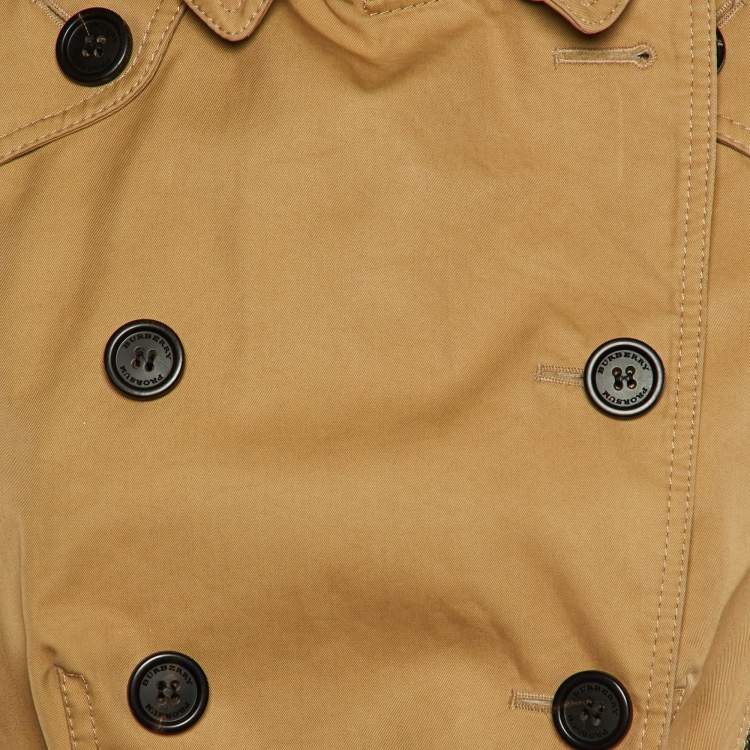 Pre Owned Burberry Prorsum Beige Cotton & Black Tweed Paneled Peplum Double Breasted Jacket M