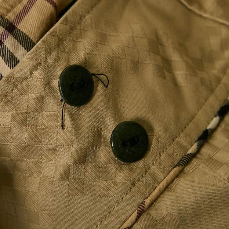 Pre Owned Burberry Beige Cotton Jacquard Mini Wrap Skirt L