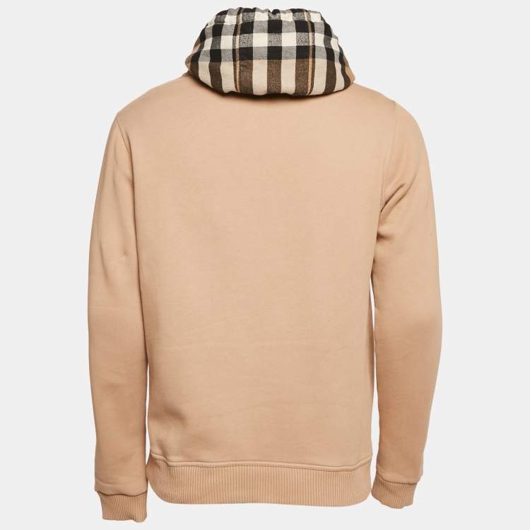 Pre Owned Burberry Beige Vintage Check Patterned Cotton Hoodie XS