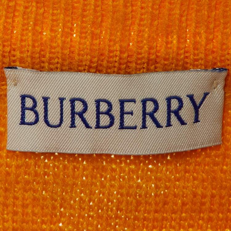Pre Owned Burberry Yellow Wool Check Plaid Midi Skirt M