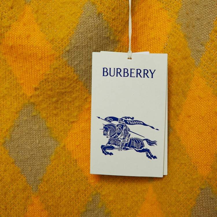 Pre Owned Burberry Yellow Wool Check Plaid Midi Skirt M