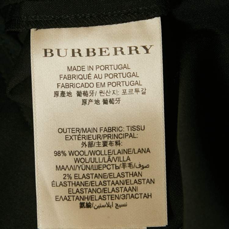 Pre Owned Burberry Black Wool Regular Fit Trousers S