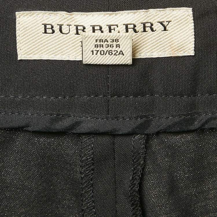 Pre Owned Burberry Black Wool Regular Fit Trousers S